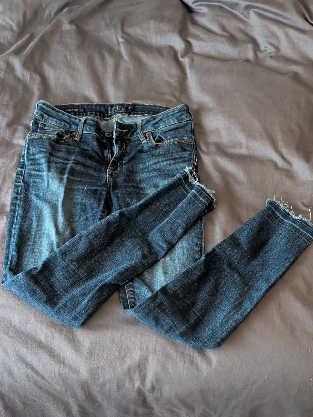 Lucky Brand Dark Blue Skinny Jeans with Frayed Hem